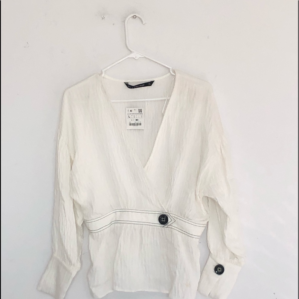 Zara Blouse With Contrasting Topstitching - Picture 8 of 8